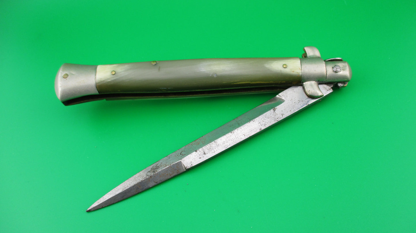 Latama ITALY 28cm Italian Stiletto Picklock 1950s vintage automatic knife White horn