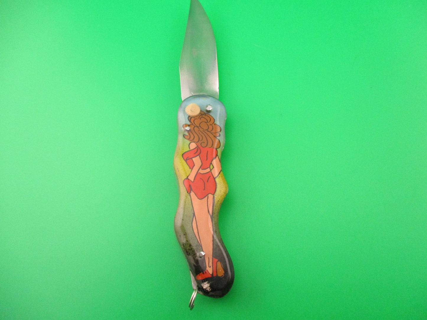 RPK Pinup Russian Prison Knife Sexy woman switchblade red dress
