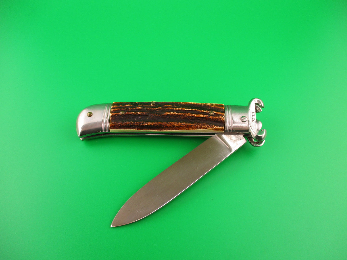 ROSTFREI 20cm Italian Shell Puller Stag Lever Johnny Cade style switchblade