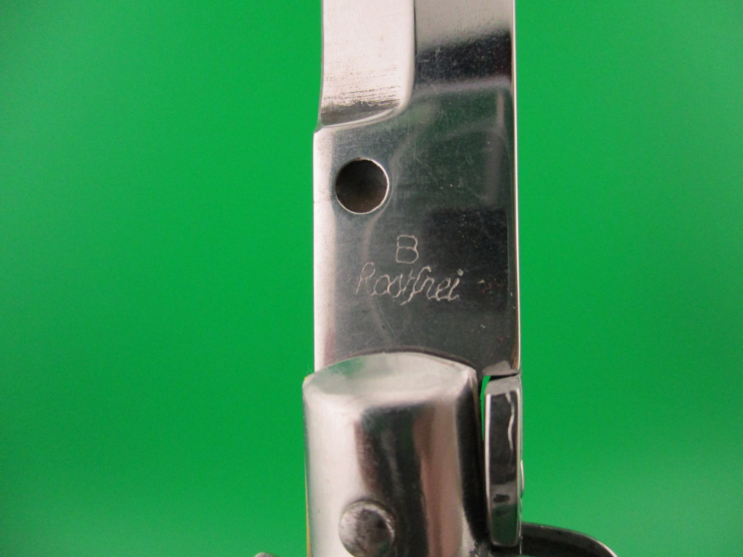 B Rostfrei 28cm Italian Stiletto swivel bolster Blue acrylic automatic knife