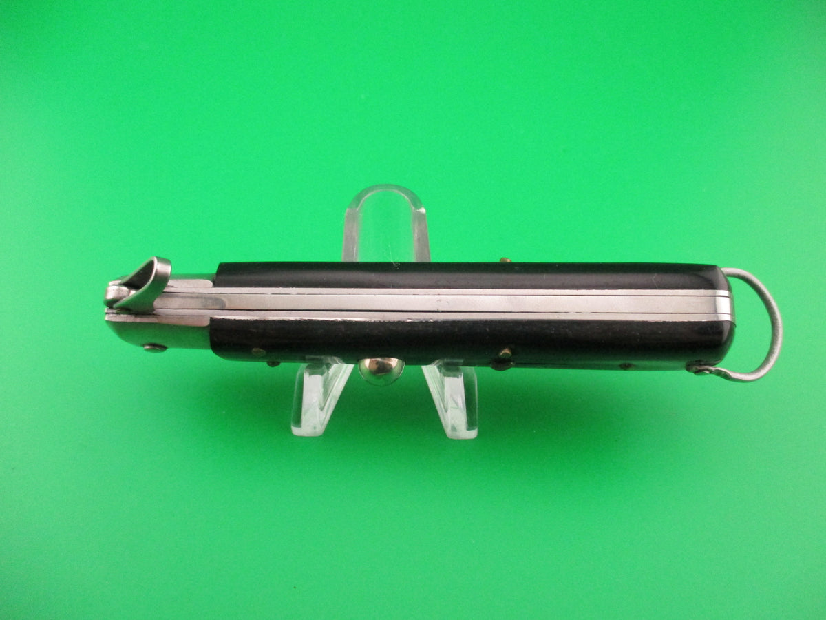 J INOX 21cm Italian Fulcrum release Black & Cream automatic knife