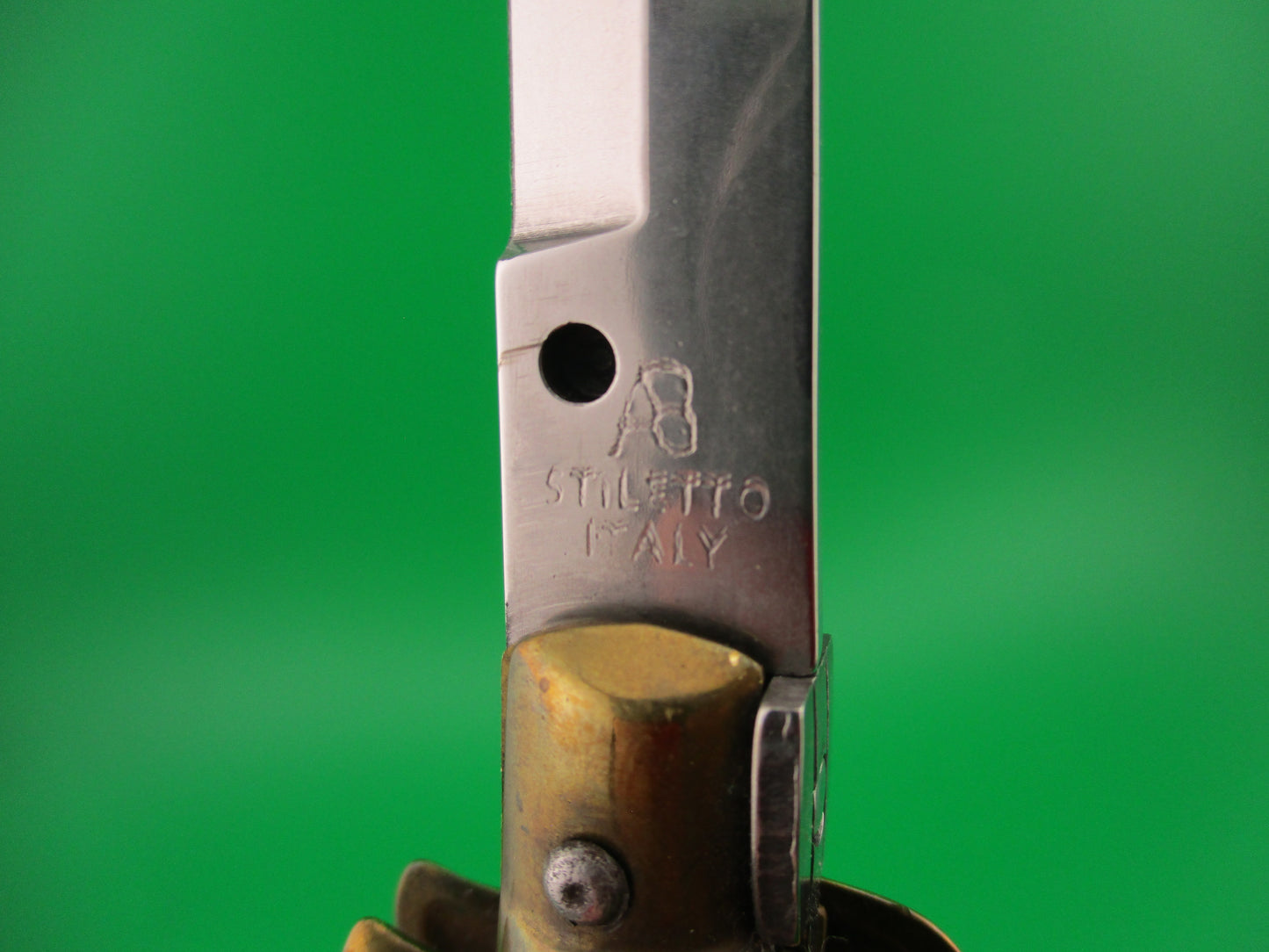 AB STILETTO ITALY 28cm Italian Swivel bolster Bayonet Wood & Brass automatic knife