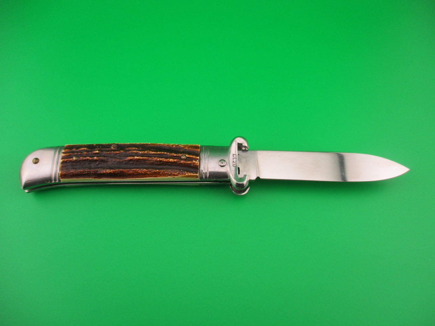 ROSTFREI 20cm Italian Shell Puller Stag Lever Johnny Cade style switchblade