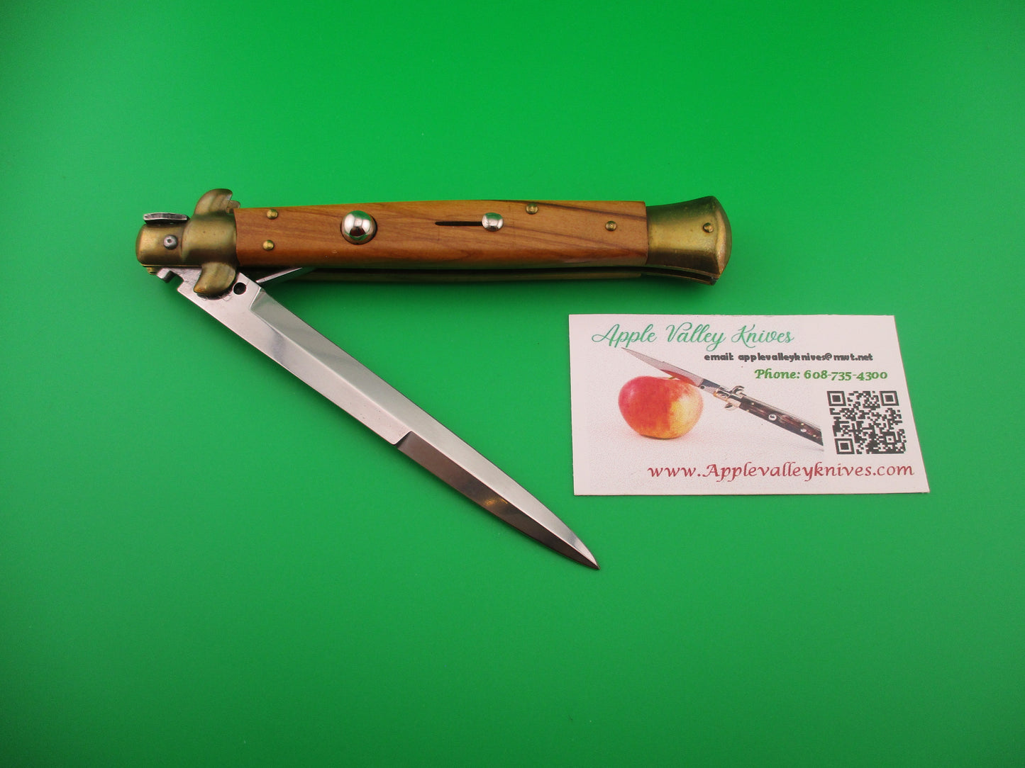 AB STILETTO ITALY 28cm Italian Swivel bolster Bayonet Wood & Brass automatic knife