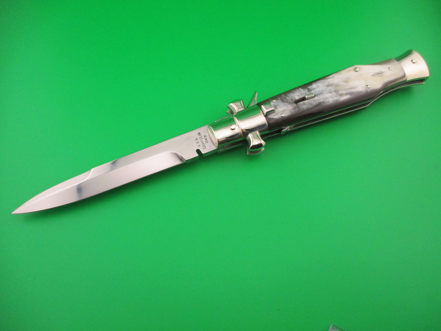 AGA CAMPOLIN ITALY 29cm Italian BLACK WIDOW Fulcrum Wasp Square button automatic knife