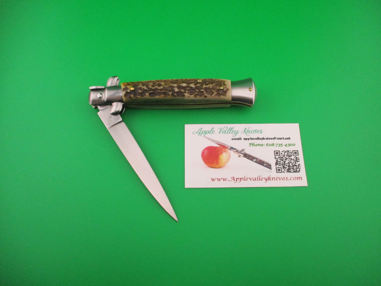STAINLESS (slant) UD96A000103 PATENT 23cm Italian Stiletto bolster release switchblade