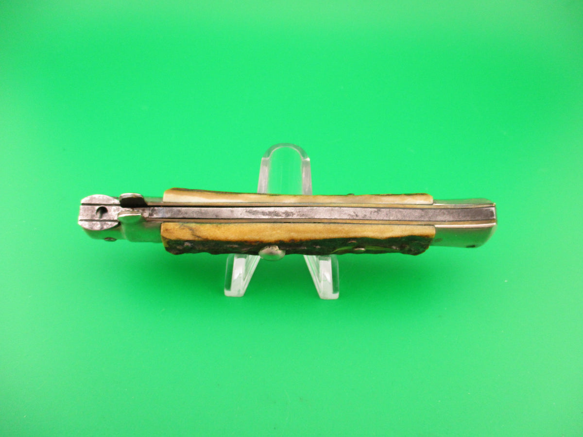 M ITALY INOX 23cm Italian Picklock Stag vintage 1950s automatic knife