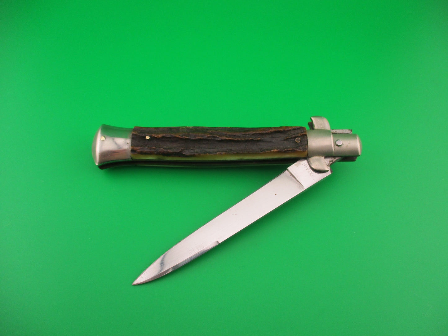 INOX PATENT 22cm Italian BoBc Stiletto Stag 1960s vintage automatic knife