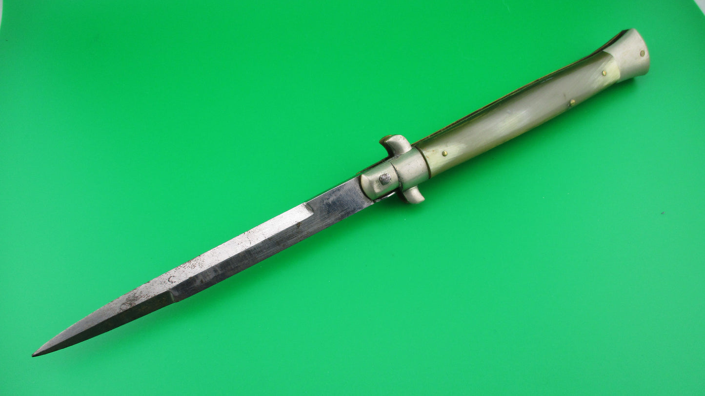 Latama ITALY 28cm Italian Stiletto Picklock 1950s vintage automatic knife White horn