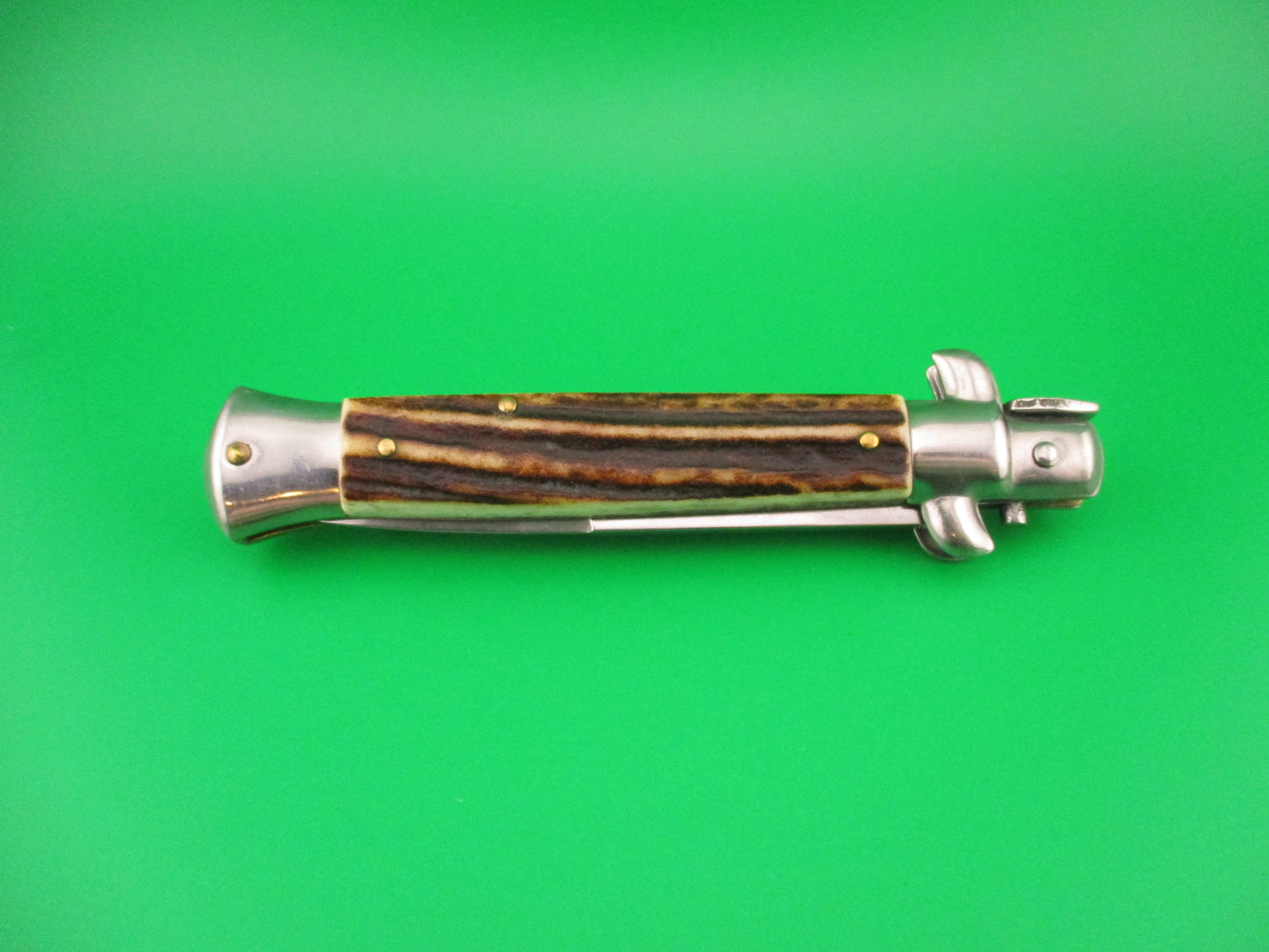 B ITALY INOX 22cm Italian Swivel bolster Stag Red dot vintage automatic knife
