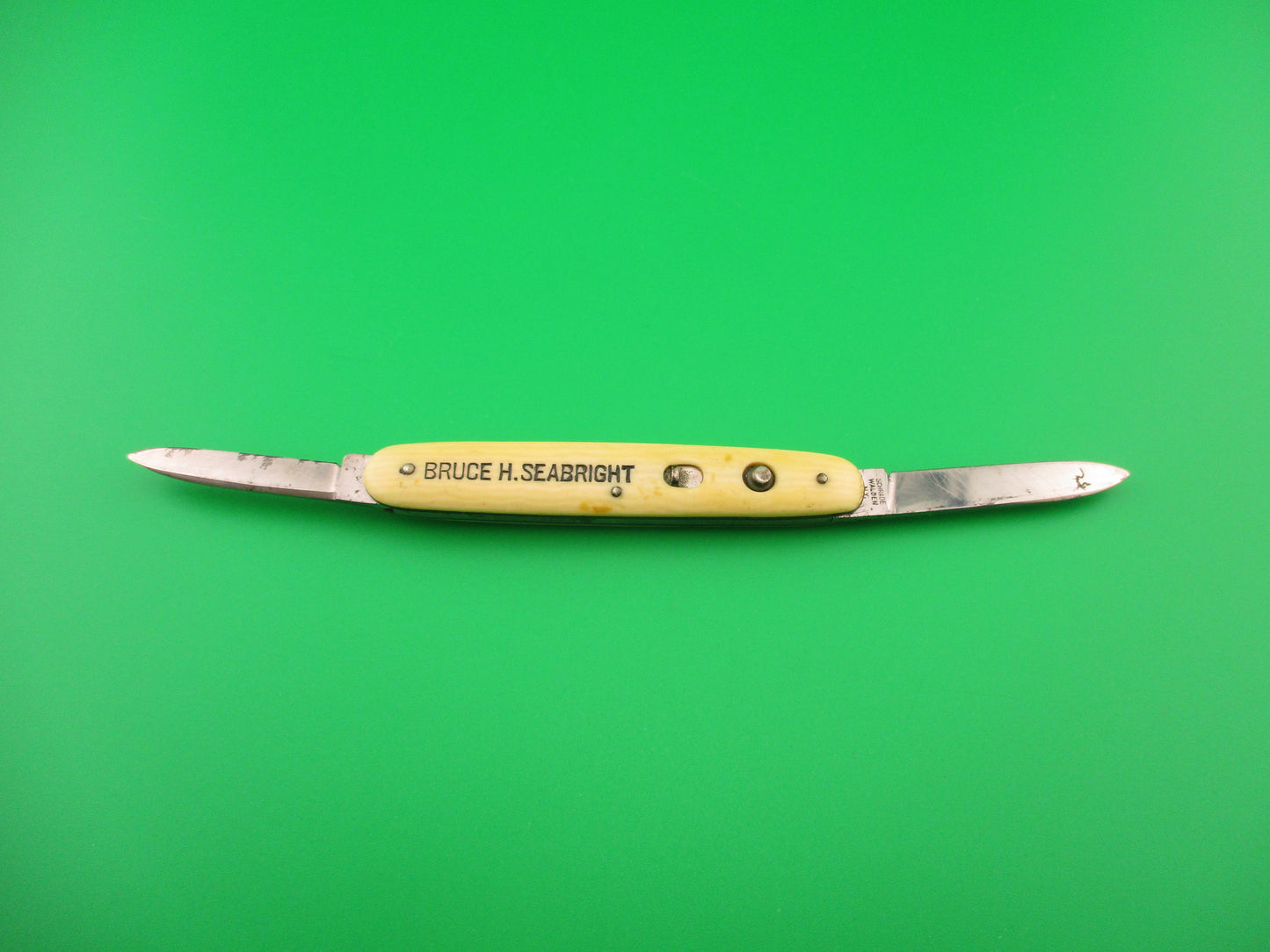 SCHRADE WALDEN 741 Small double Ivory celluloid vintage automatic knife