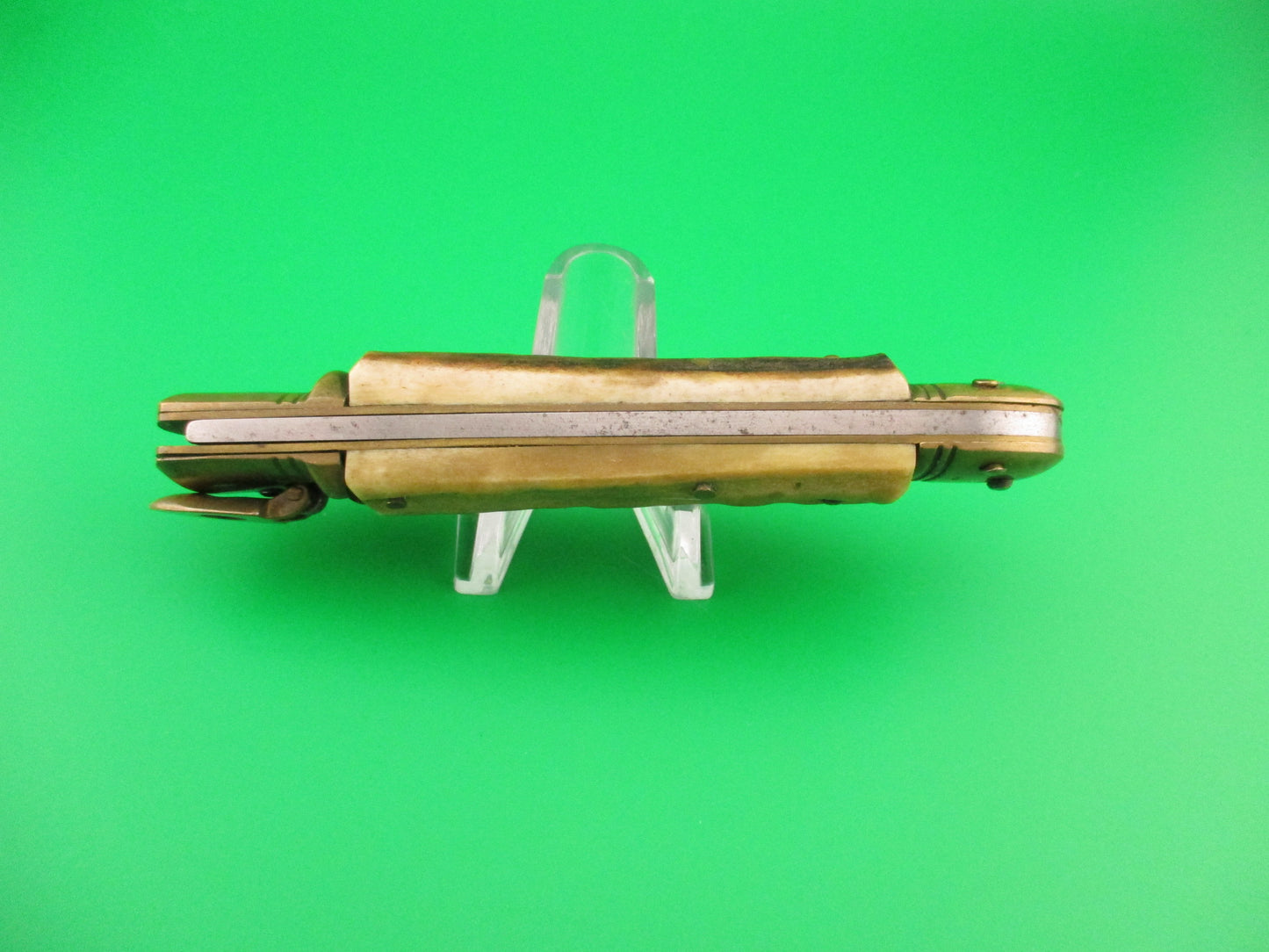 EDGECO STAINLESS 20cm Italian Lever Stag Vintage automatic knife