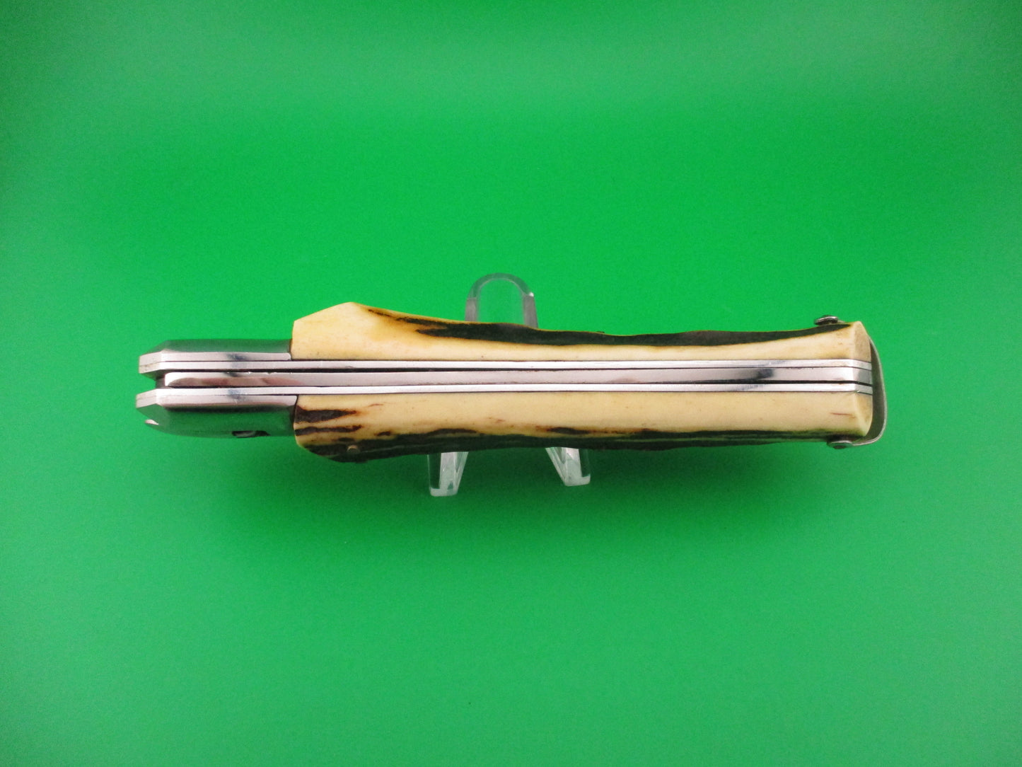 INOX 27cm French Vintage Large Stag Coffin lever automatic knife