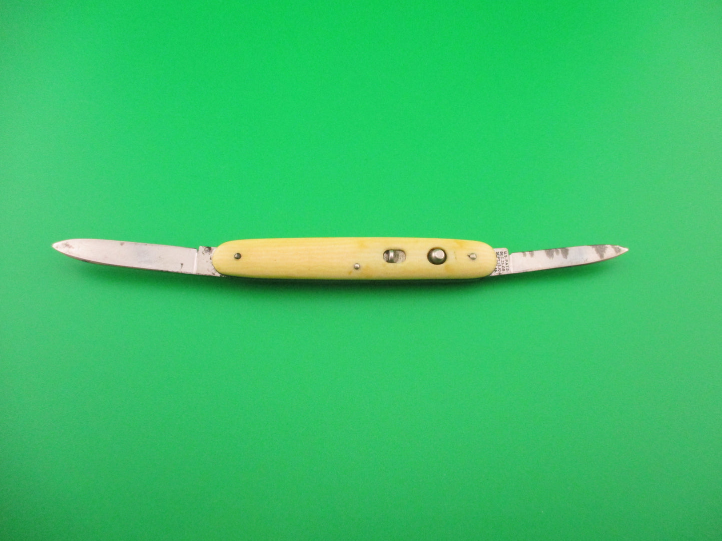 SCHRADE WALDEN 741 Small double Ivory celluloid vintage automatic knife