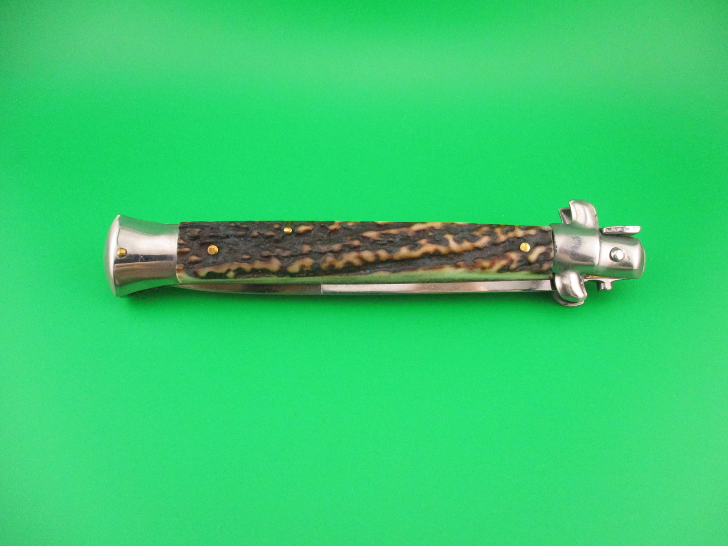 STILETTO ITALY 28cm Italian Stag Stiletto Swivel bolster vintage automatic knife