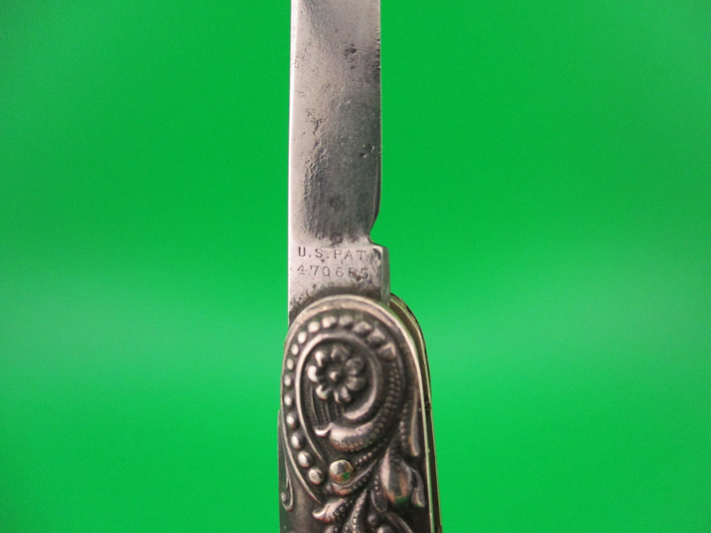 Press Button Knife Co Medium double Sterling Silver Satyr NY Home Insurance switchblade