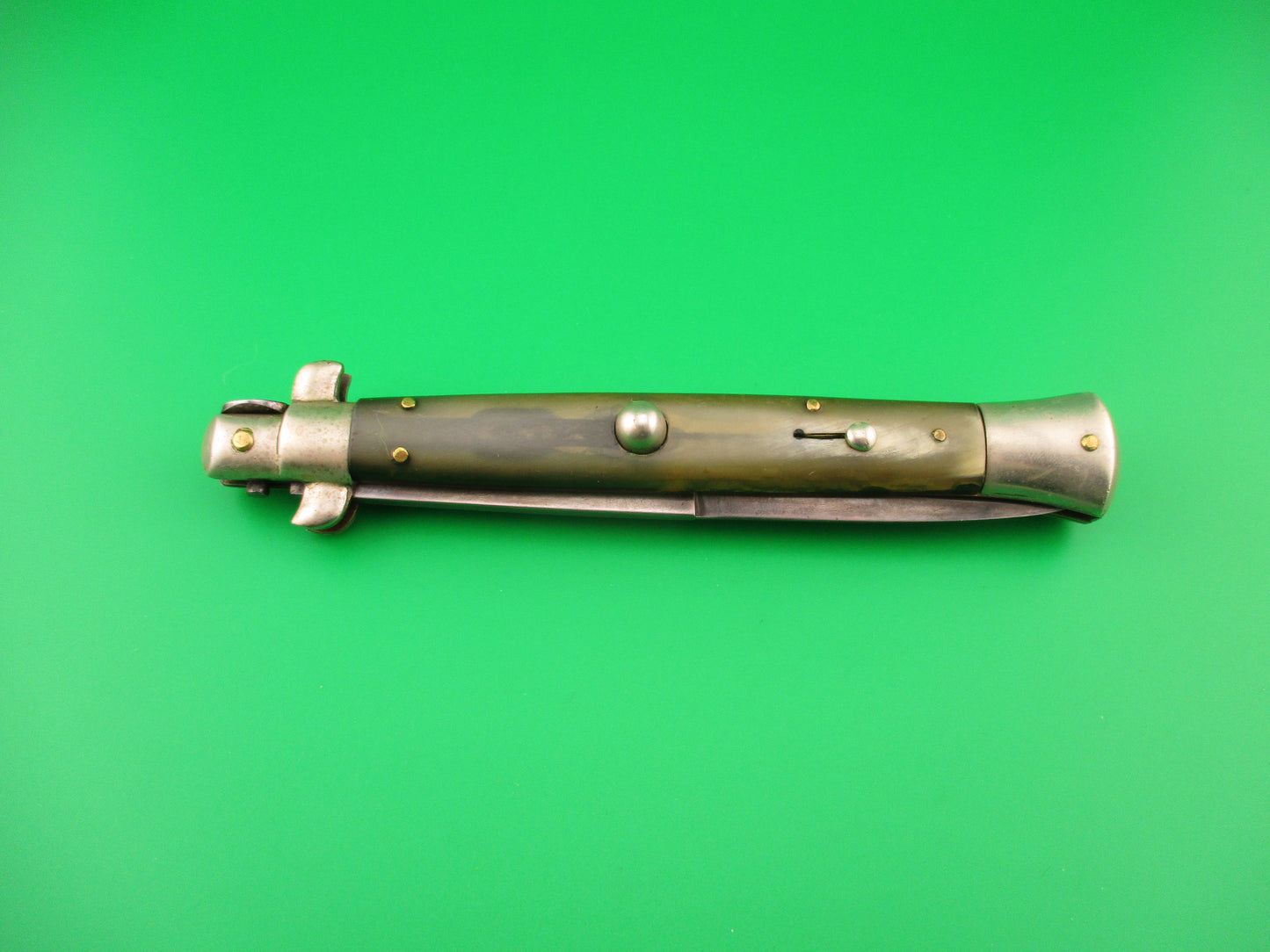 Latama ITALY 28cm Italian Picklock Vintage 1950s Green Horn Bayonet automatic knife