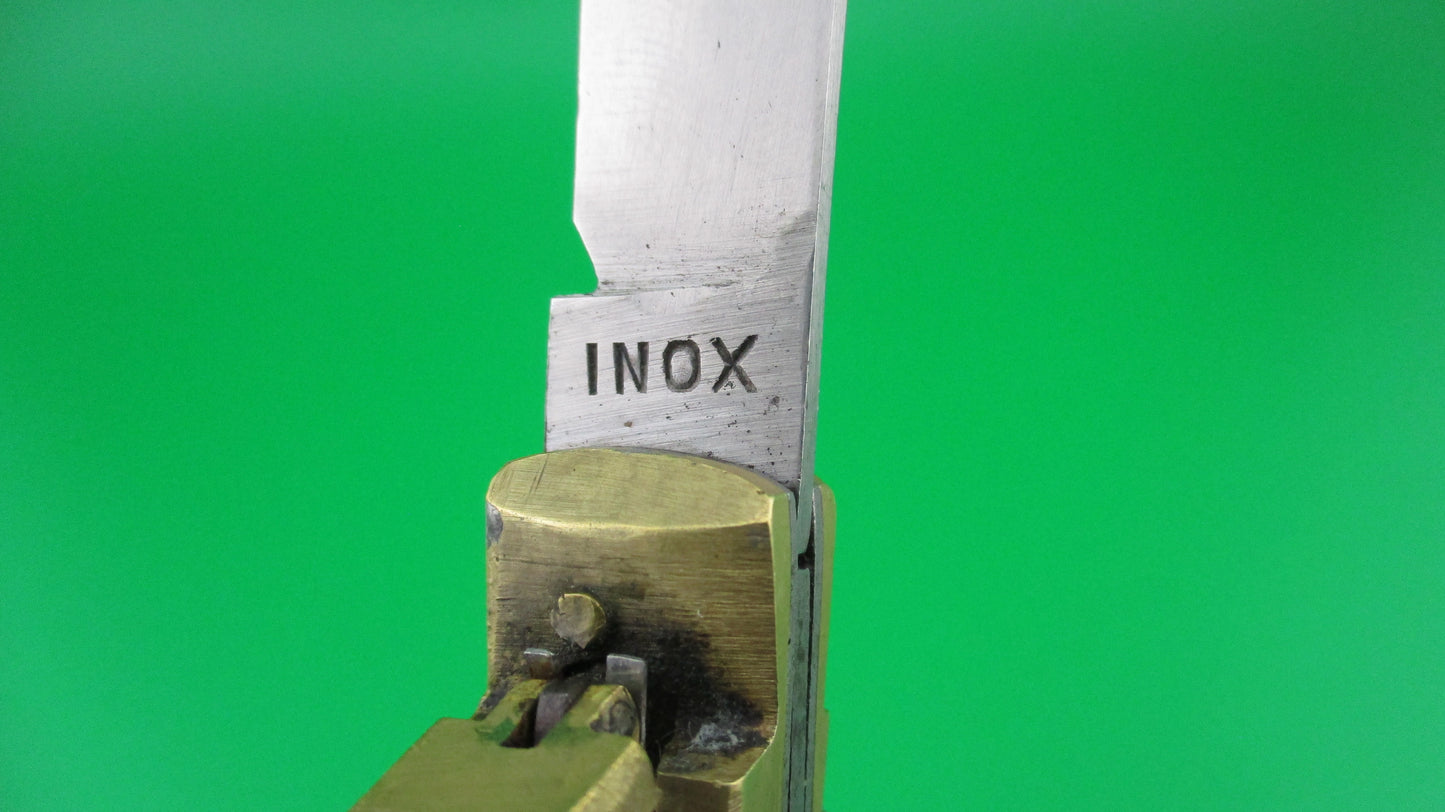 INOX Bullfighter small 14cm White Gold Vintage lever switchblade knife Mexican Souvenir