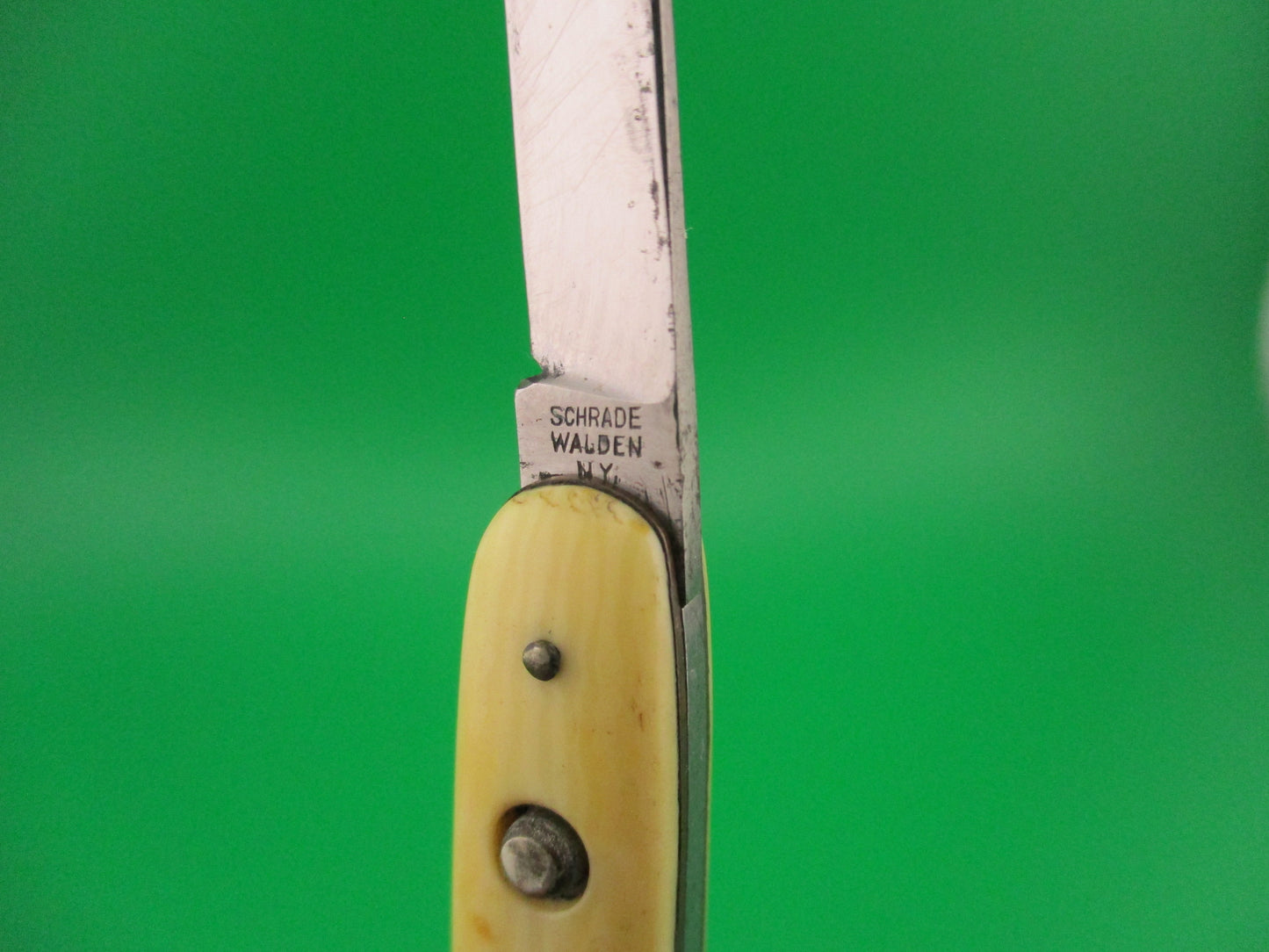 SCHRADE WALDEN 741 Small double Ivory celluloid vintage automatic knife