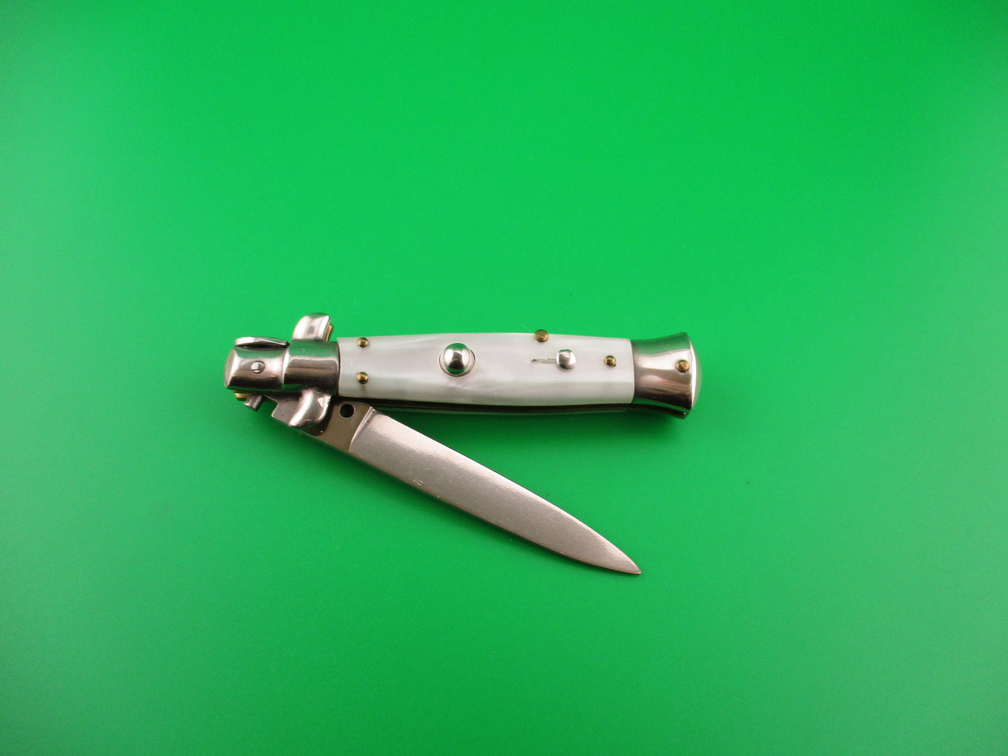 ROSTFREI 16cm Italian Transitional Pearlex Oreste Dibon swivel bolster automatic knife