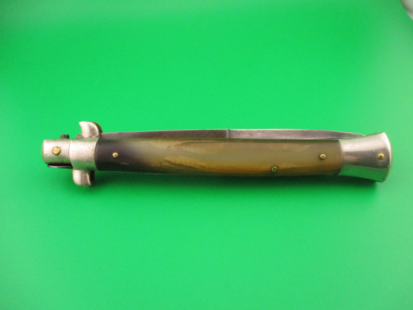 Latama ITALY 28cm Italian Picklock Vintage 1950s Green Horn Bayonet automatic knife