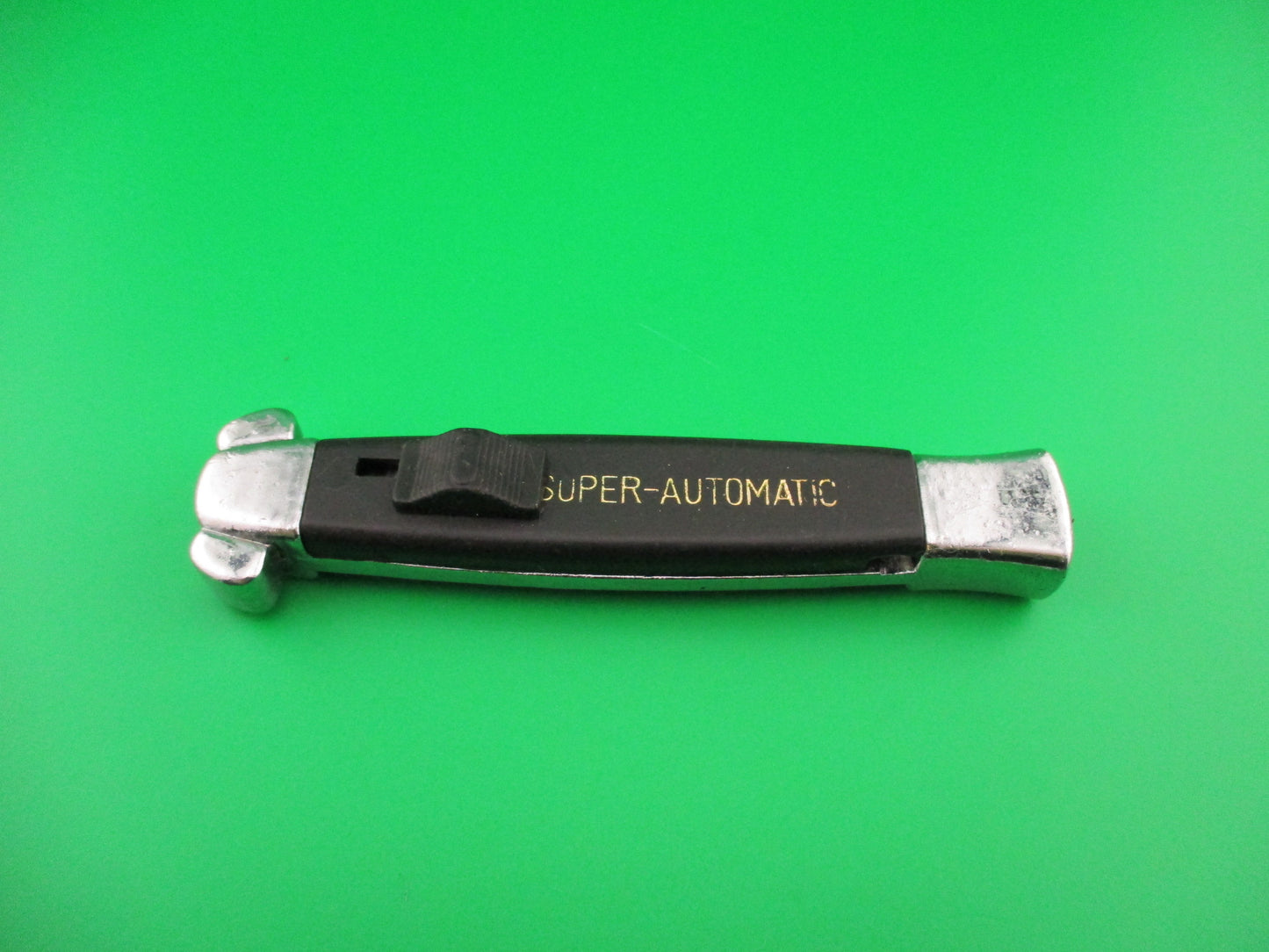 BELL 20cm SUPER-AUTOMATIC Black DA OTF switchblade knife w Gold letters