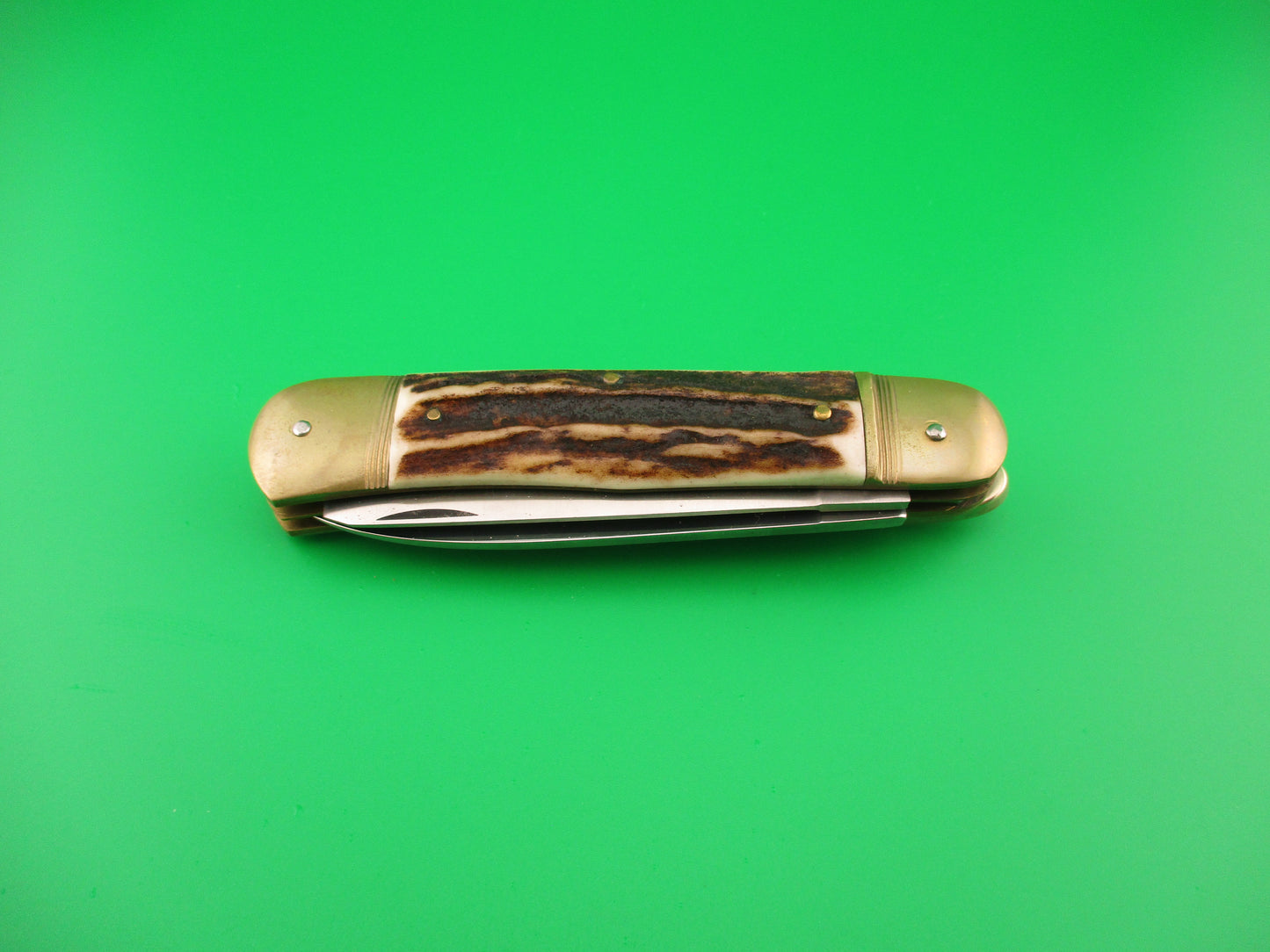 HUBERTUS SOLINGEN 11cm West German Lever Stag 2 blade Camper automatic knife