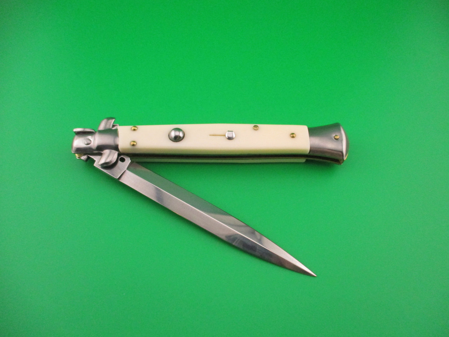 FRANK B ITALY 28cm Italian Stiletto Swivel bolster Dagger camel bone automatic knife