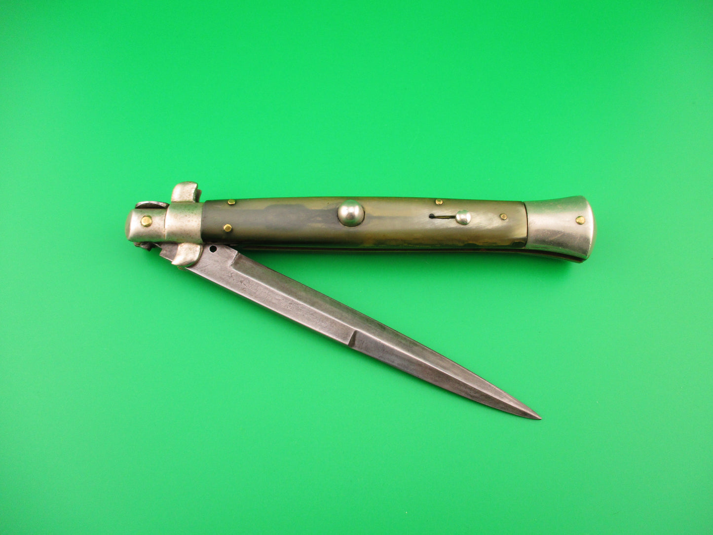 Latama ITALY 28cm Italian Picklock Vintage 1950s Green Horn Bayonet automatic knife