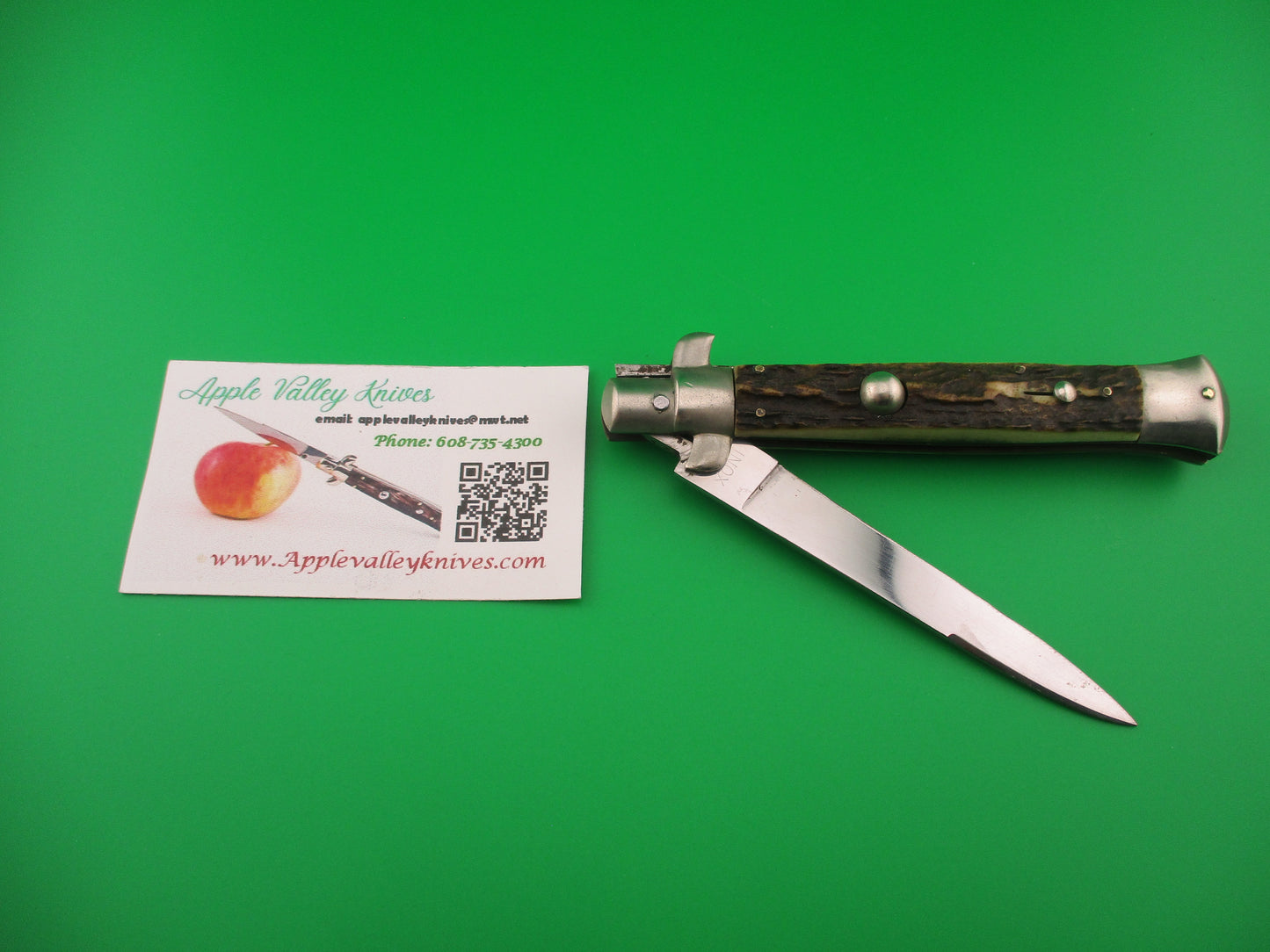 INOX PATENT 22cm Italian BoBc Stiletto Stag 1960s vintage automatic knife