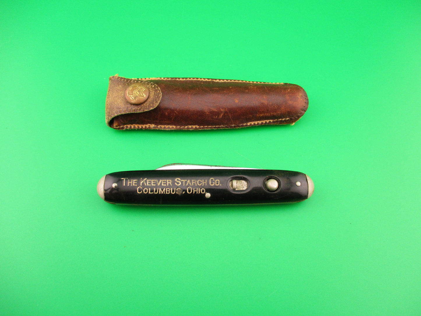 Schrade Cut Co Medium Double Black tip bolster Keever Starch automatic knife w purse
