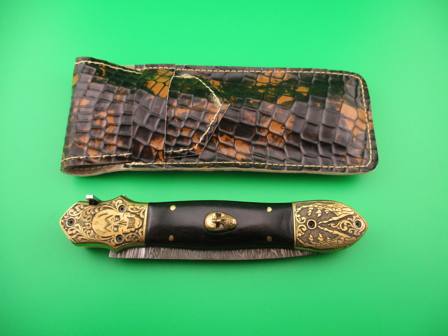 Grim Reaper Skull Button 29cm Custom Automatic Knife by Orang Zaib