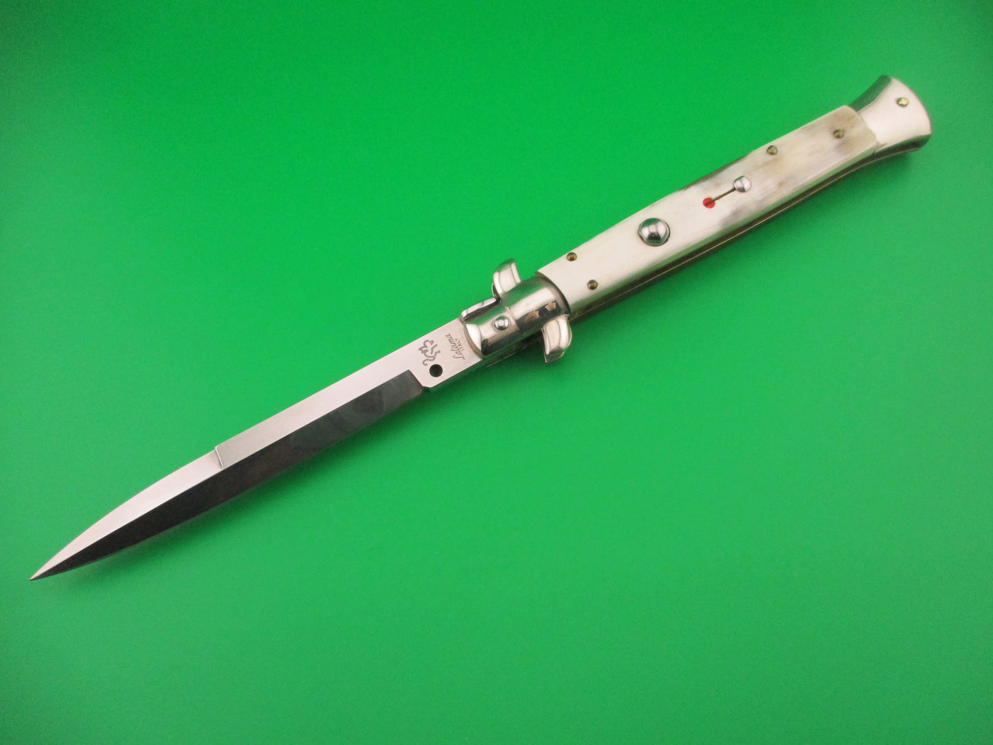 Walts LATAMA Cat 28cm Italian Stiletto Bayonet Blade Honey Cream switchblade