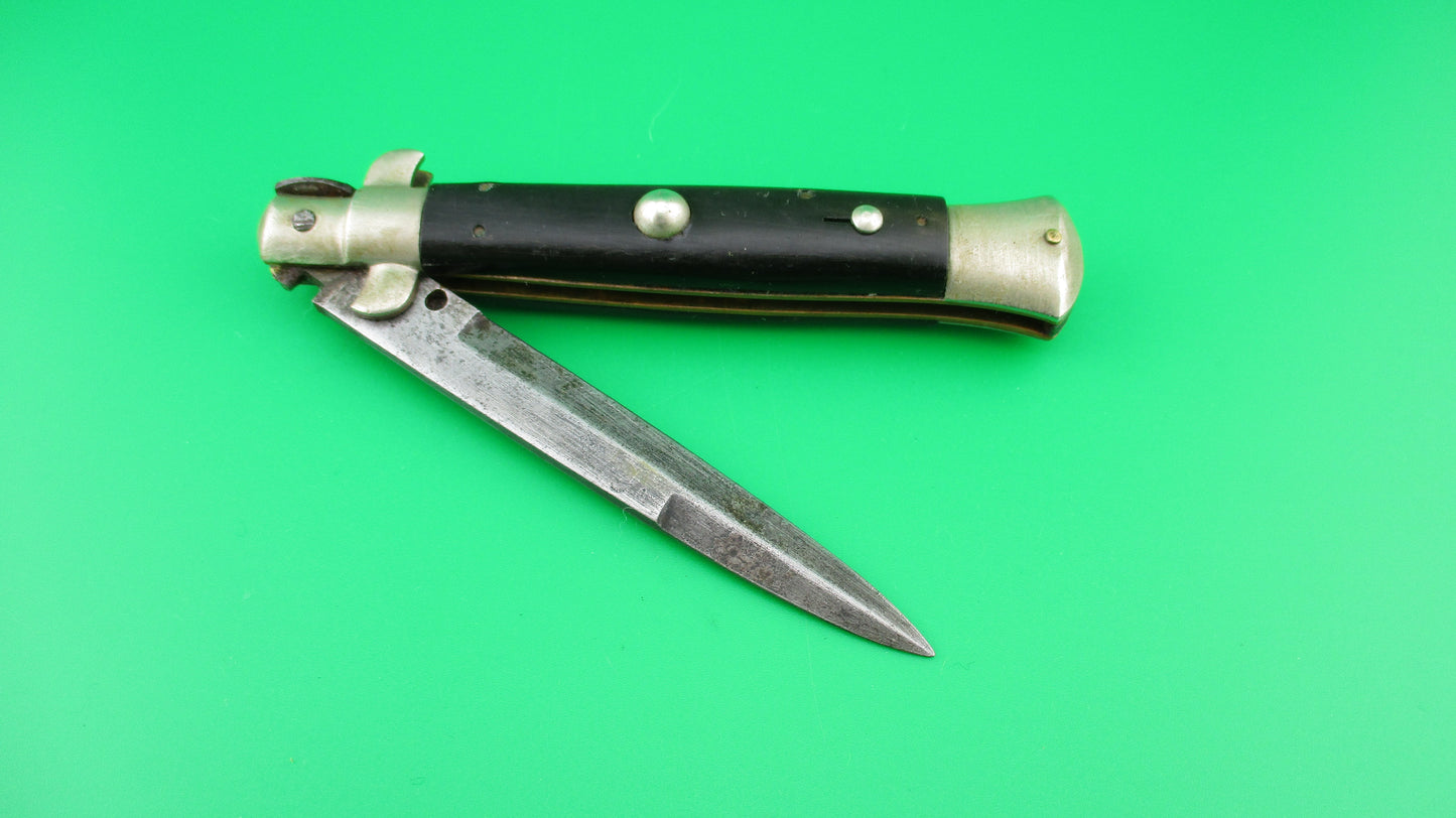 Sterile 21cm Italian Picklock Vintage 1950s Black horn automatic knife