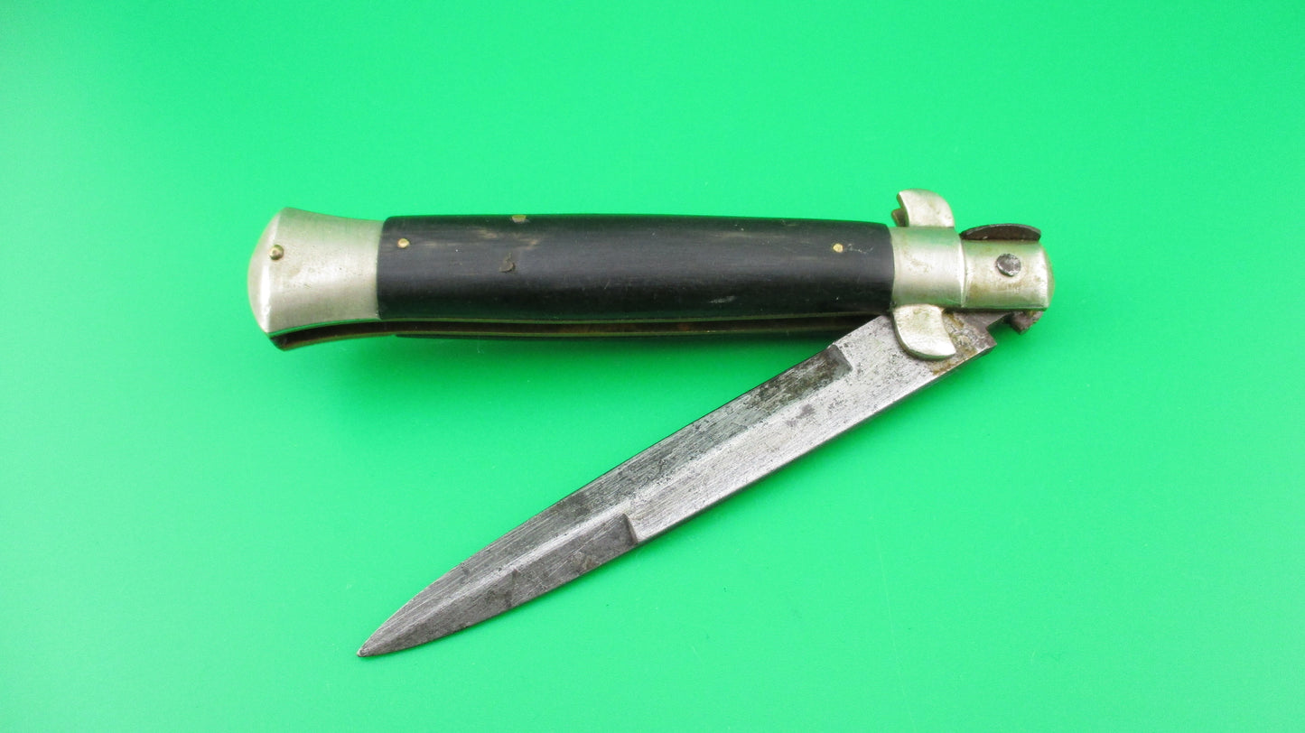 Sterile 21cm Italian Picklock Vintage 1950s Black horn automatic knife