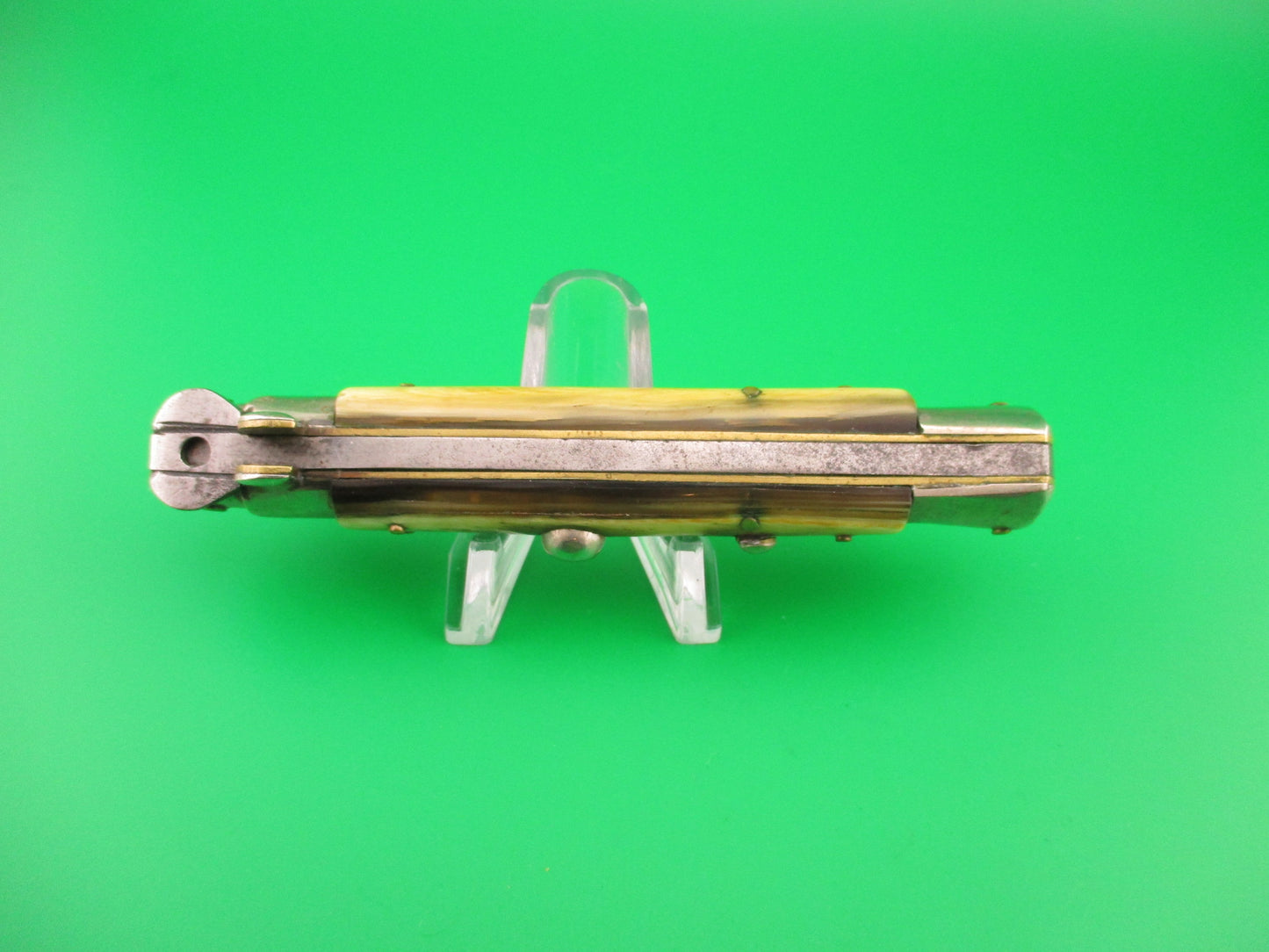 Sterile 21cm Italian Picklock 1950s Light horn Red dot automatic knife "almost" flat guard