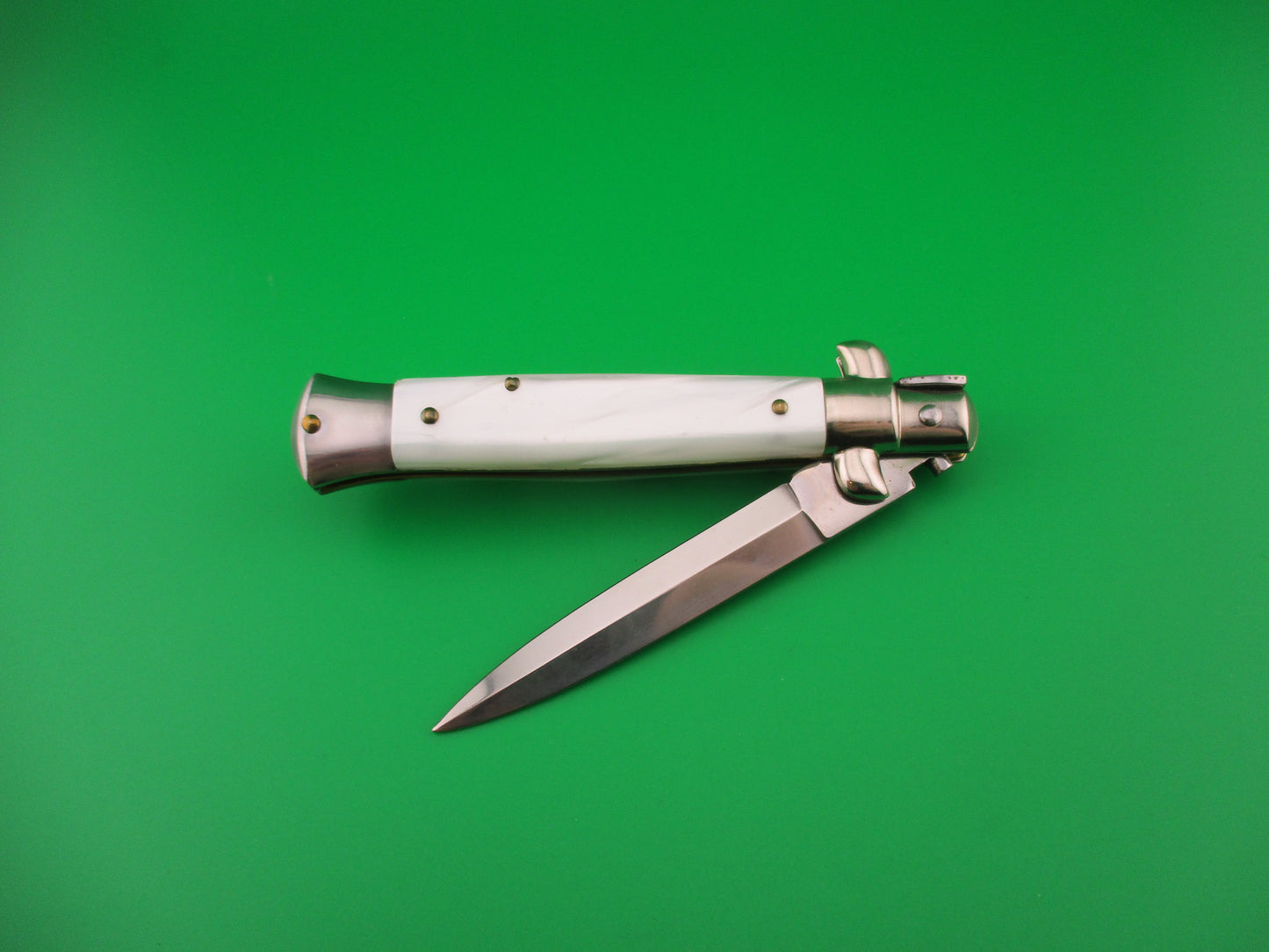 z AB STILETTO ITALY 20cm Italian Swivel bolster Pearlex vintage automatic knife