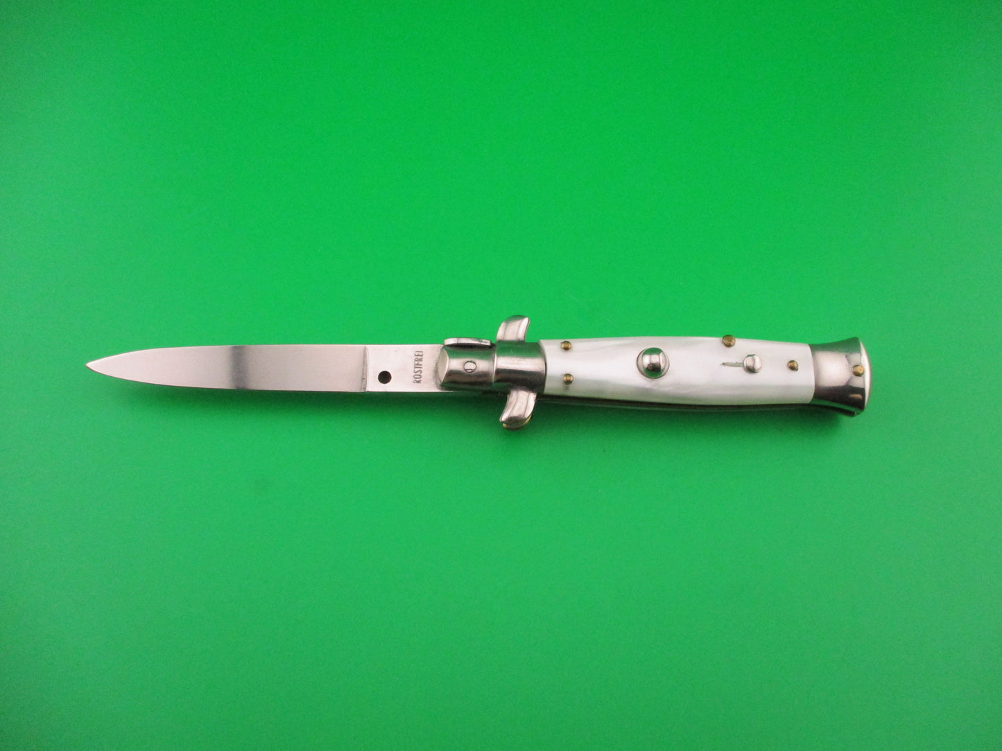 ROSTFREI 16cm Italian Transitional Pearlex Oreste Dibon swivel bolster automatic knife
