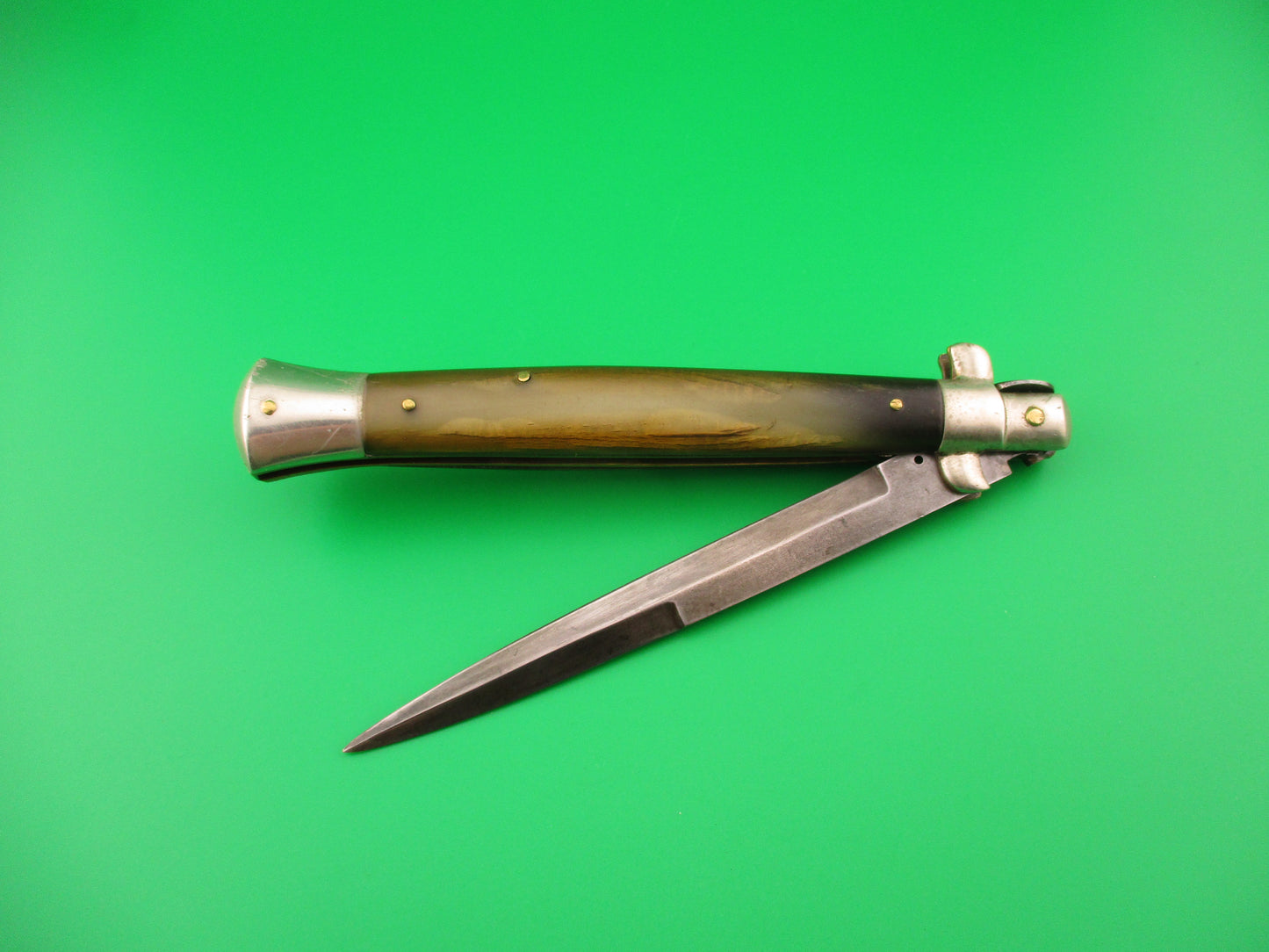 Latama ITALY 28cm Italian Picklock Vintage 1950s Green Horn Bayonet automatic knife