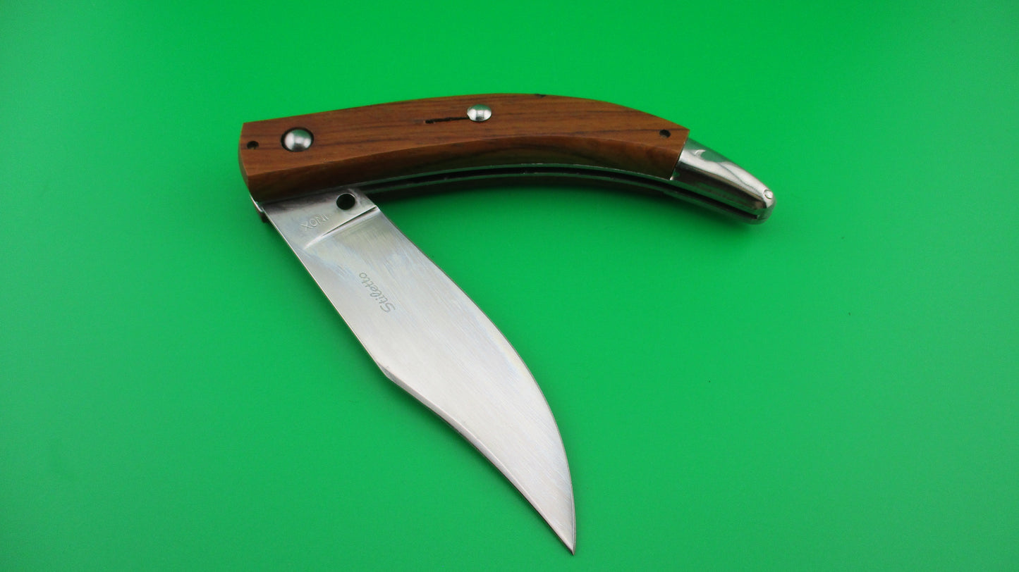 INOX Stiletto 22cm Italian Catalana Wood handle automatic knife