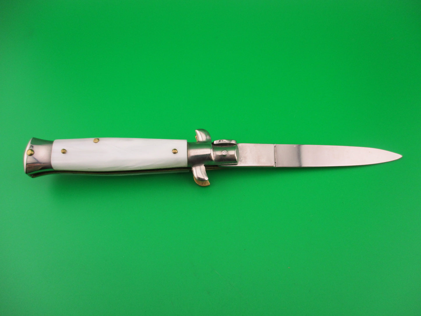ROSTFREI 16cm Italian Transitional Pearlex Oreste Dibon swivel bolster automatic knife