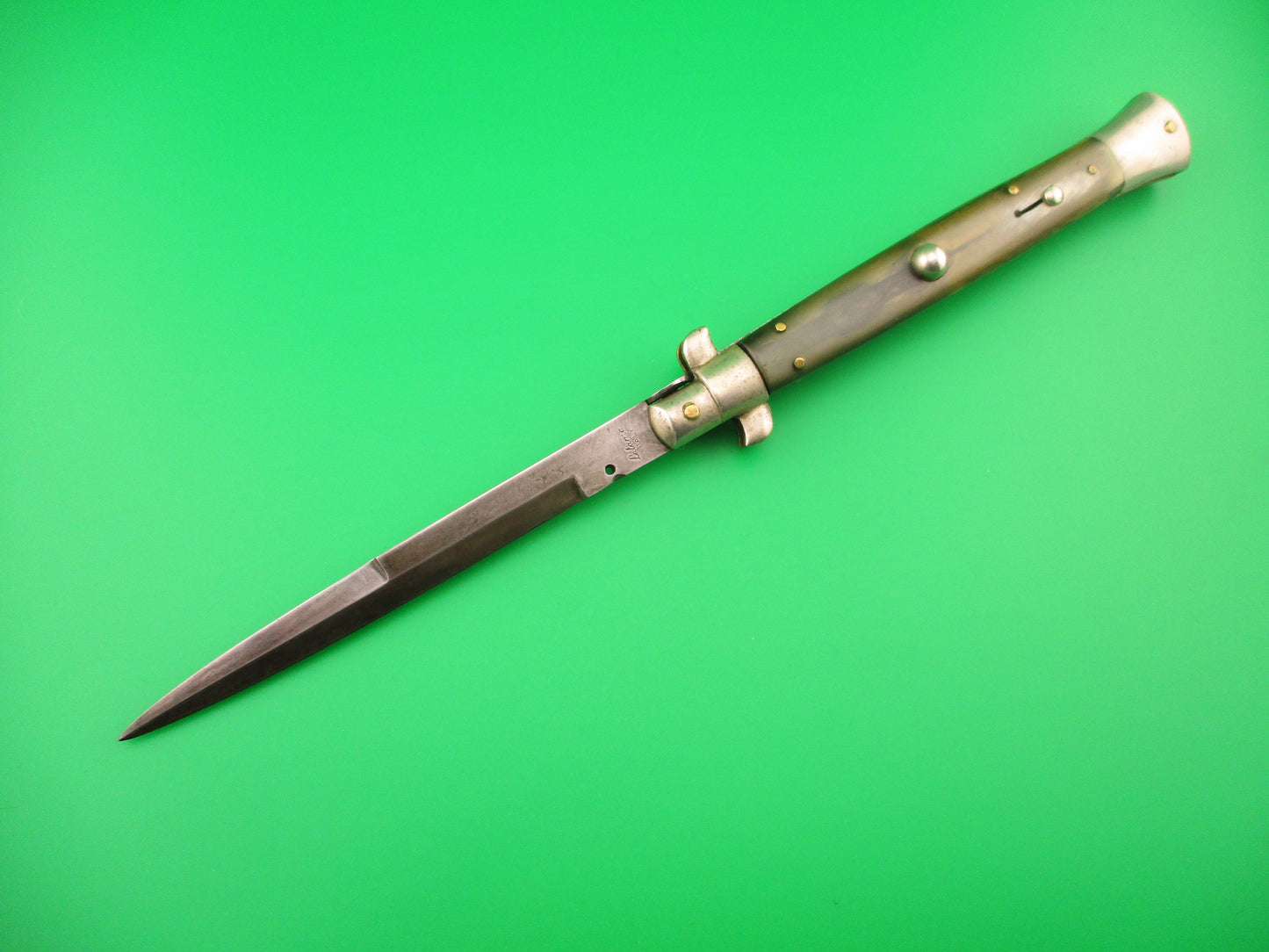 Latama ITALY 28cm Italian Picklock Vintage 1950s Green Horn Bayonet automatic knife