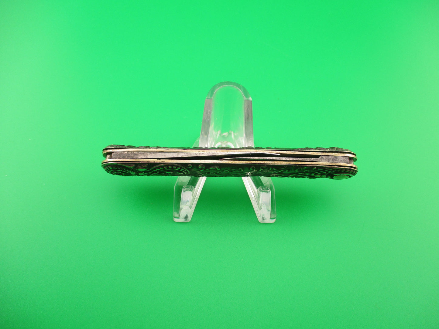 Press Button Knife Co Medium double Sterling Silver Satyr NY Home Insurance switchblade