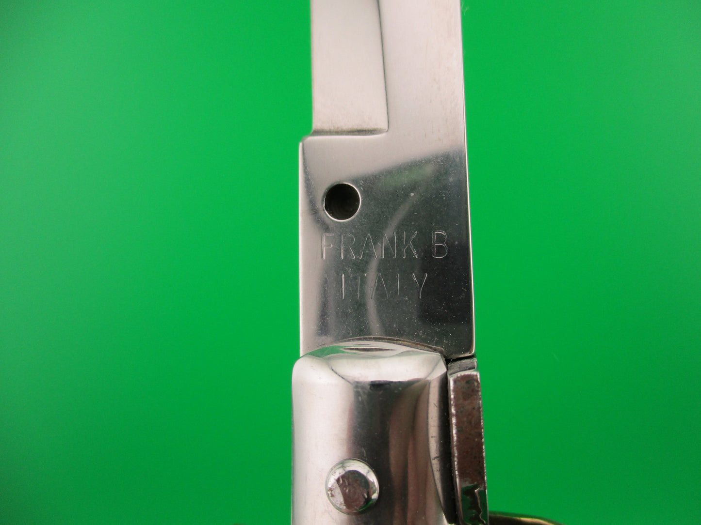 FRANK B 33cm Italian Stiletto Stag swivel bolster automatic knife