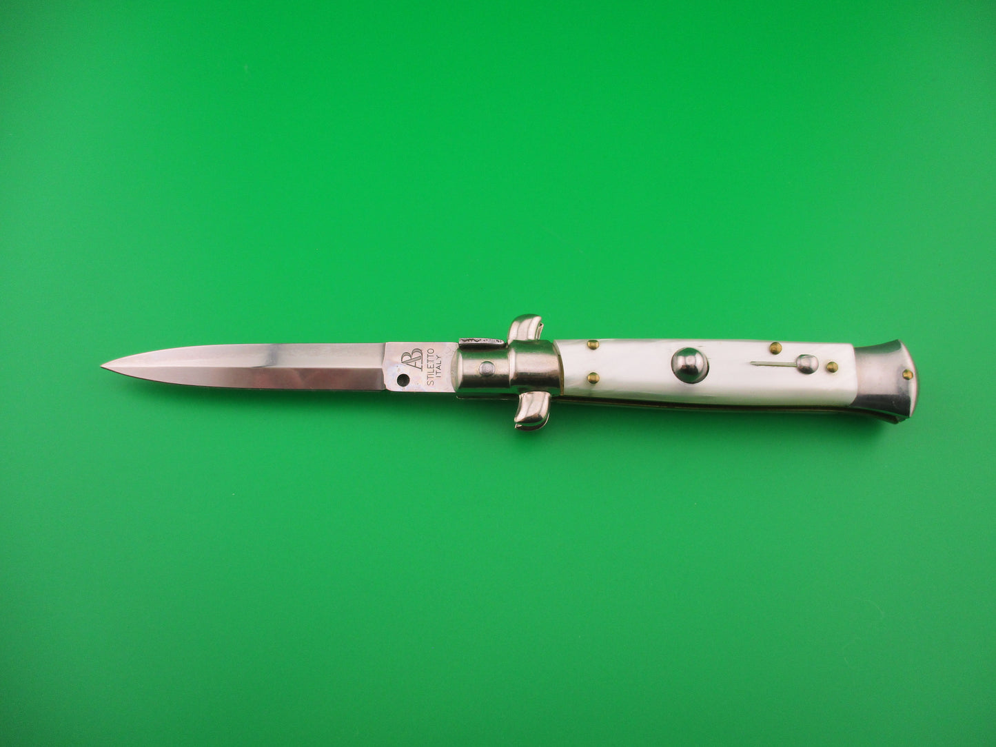 z AB STILETTO ITALY 20cm Italian Swivel bolster Pearlex vintage automatic knife