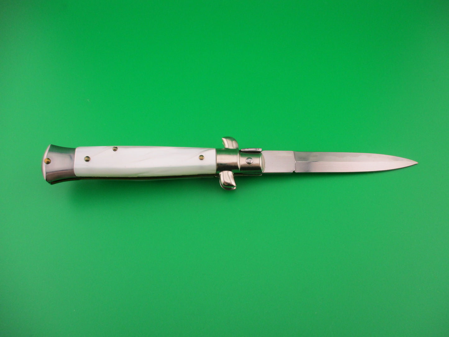 z AB STILETTO ITALY 20cm Italian Swivel bolster Pearlex vintage automatic knife