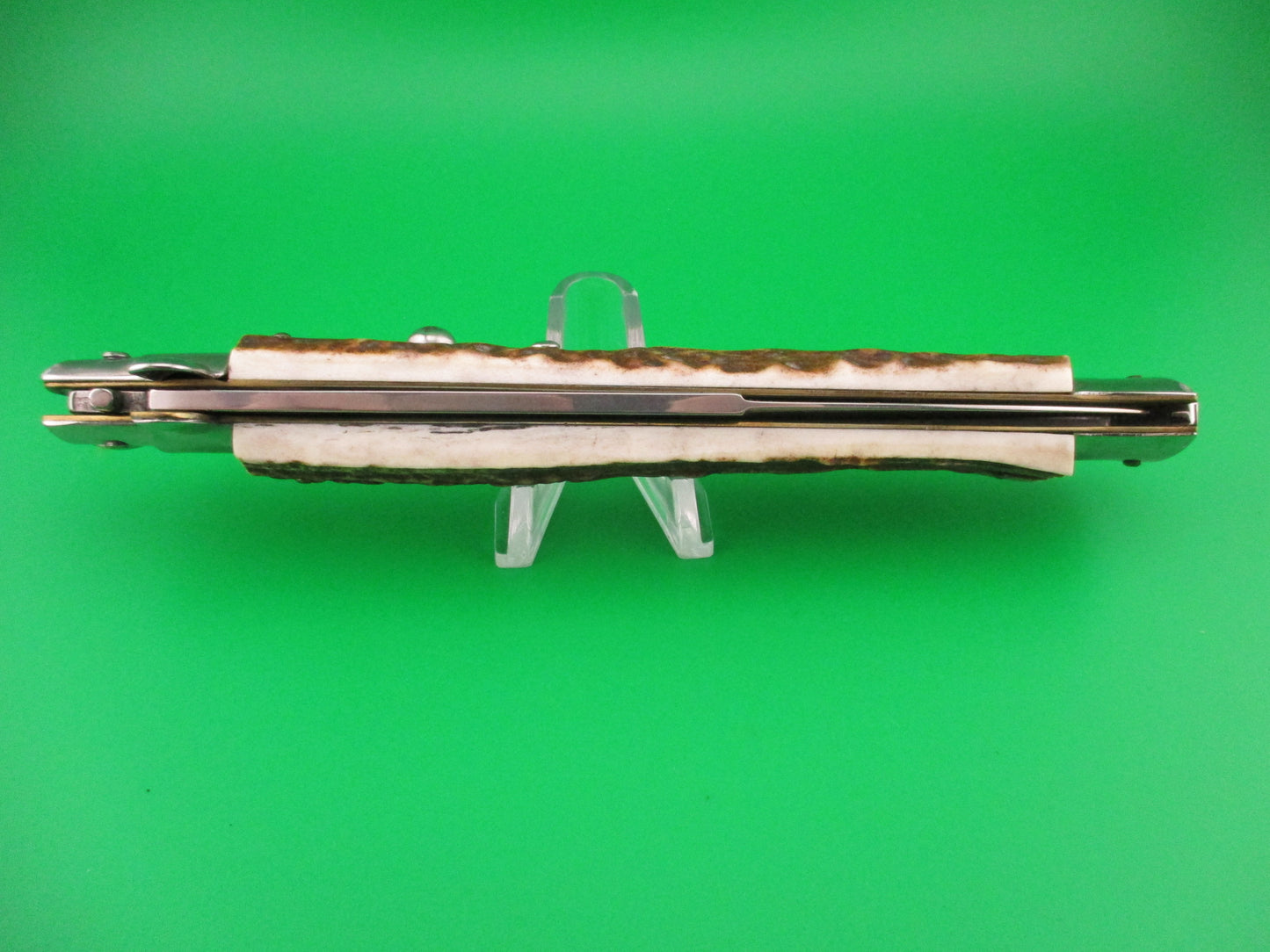 FRANK B 33cm Italian Stiletto Stag swivel bolster automatic knife