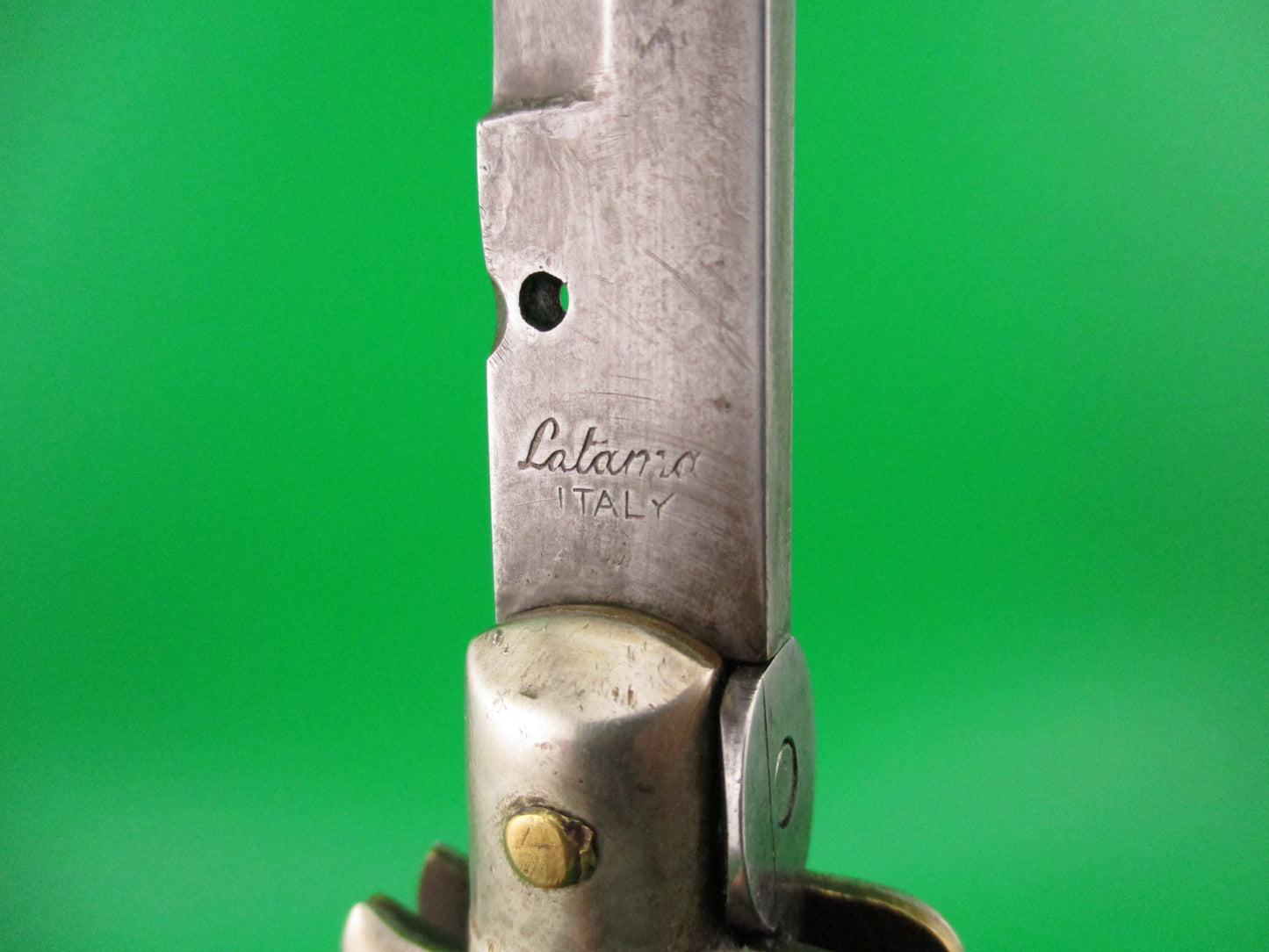 Latama ITALY 28cm Italian Picklock Vintage 1950s Green Horn Bayonet automatic knife