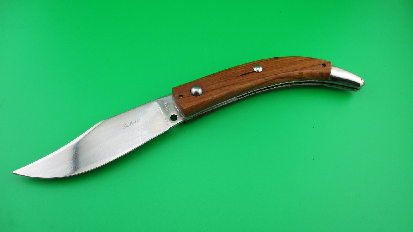 INOX Stiletto 22cm Italian Catalana Wood handle automatic knife