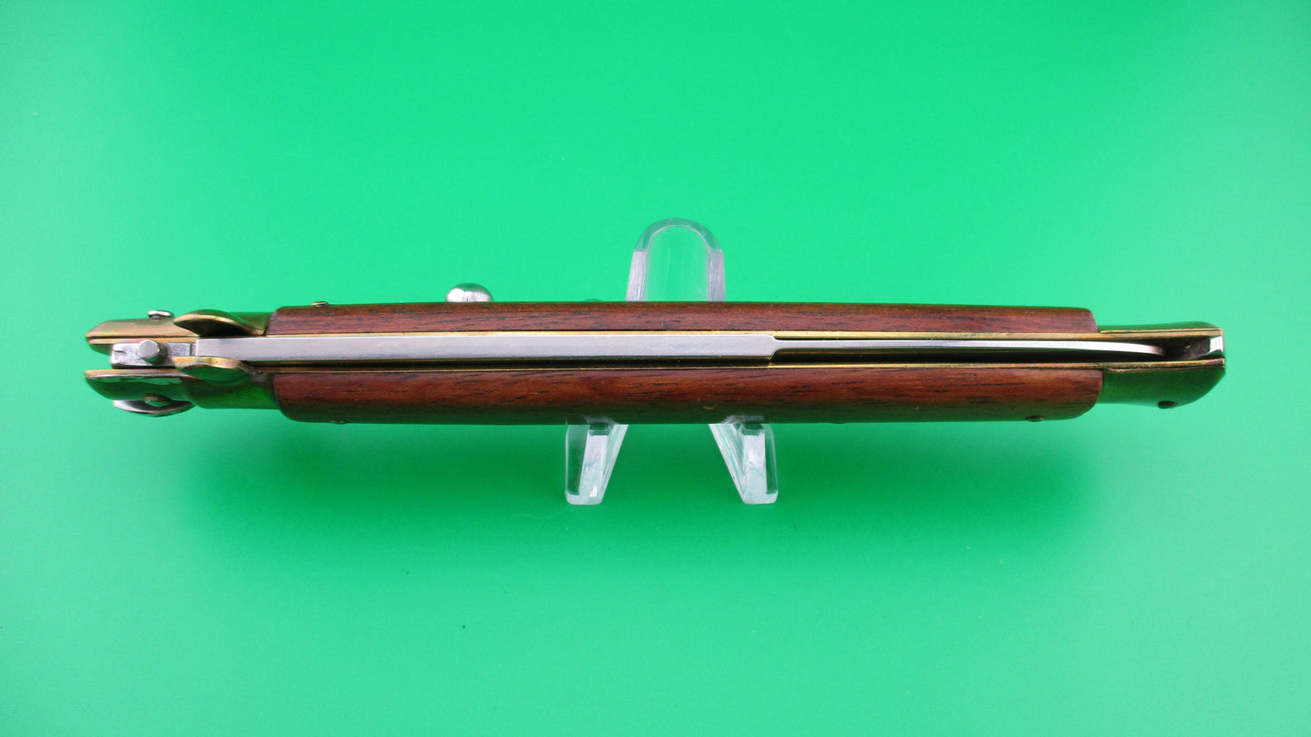 INOX ITALY STAINLESS 33cm Italian Stiletto Swivel bolster wood & brass bayonet switchblade